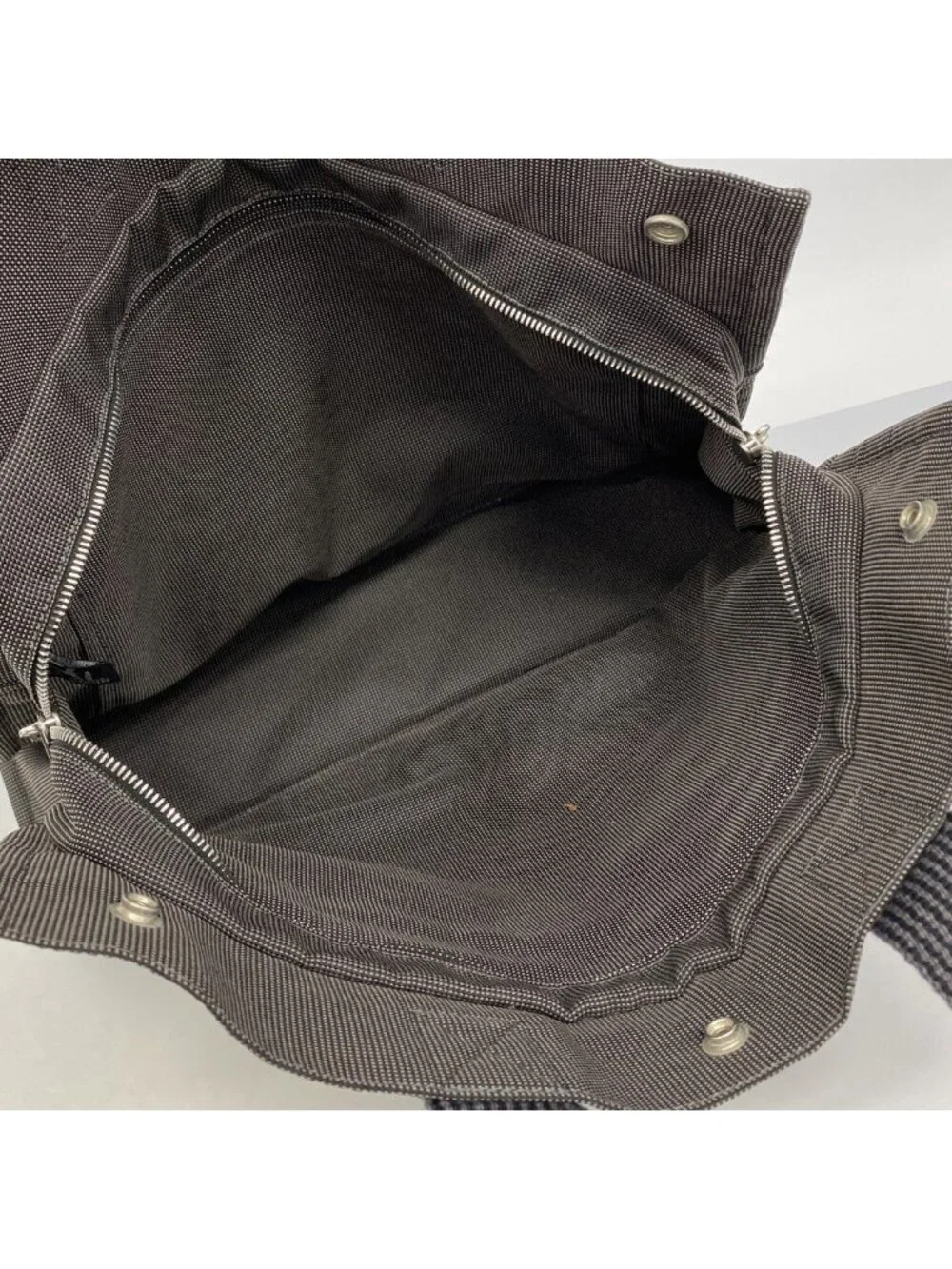 Hermes Tote Her Line MM Canvas Gray Silver